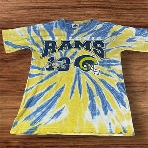 Vintage St Louis Rams Shirt Tie Dye Football NFL Short Sleeve 90s F51